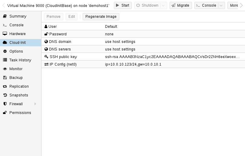 Onglet Cloud-Init d'une VM Proxmox